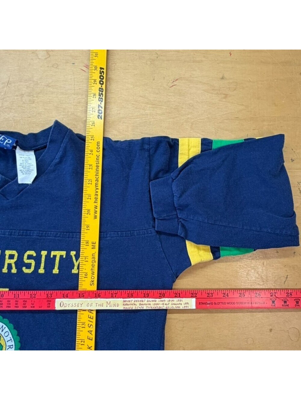 Vintage 90s Notre Dame Irish Long Sleeve Jersey Tee Striped Sleeves Sz M - Picture 4 of 5